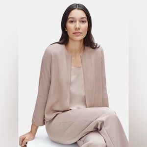 Eileen Fisher Silk & Organic Cotton Round Neck Cardigan Petite Small